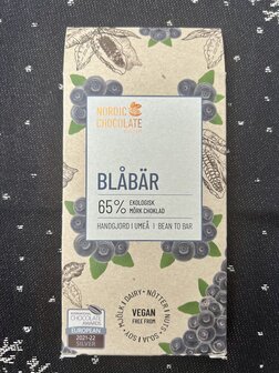 Nordic Chocolate Bl&aring;b&auml;r wilde bosbes vegan bio chocola
