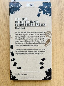 VEGAN PURE CHOCOLADE 65% LAKRITS (stukjes DROP) | NORDIC CHOCOLATE | Organic Chocolate North Sweden