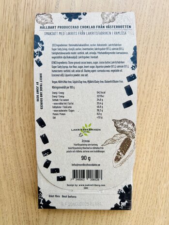VEGAN PURE CHOCOLADE 65% LAKRITS (stukjes DROP) | NORDIC CHOCOLATE | Organic Chocolate North Sweden
