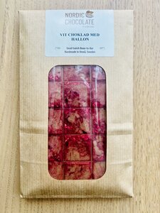 WITTE VEGAN HAVER CHOCOLADE MET FRAMBOOS | NORDIC CHOCOLATE
