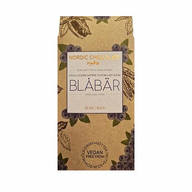 BIO DARK CHOCOLATE 65% BLÅBÄR (Met Wilde Bosbessen uit Zweden) | NORDIC CHOCOLATE | Organic Chocolate North Sweden